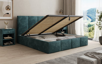 Mina Designer Polsterbett Cord – 140 × 200 cm, wählbare Kopfteilhöhe, Farben