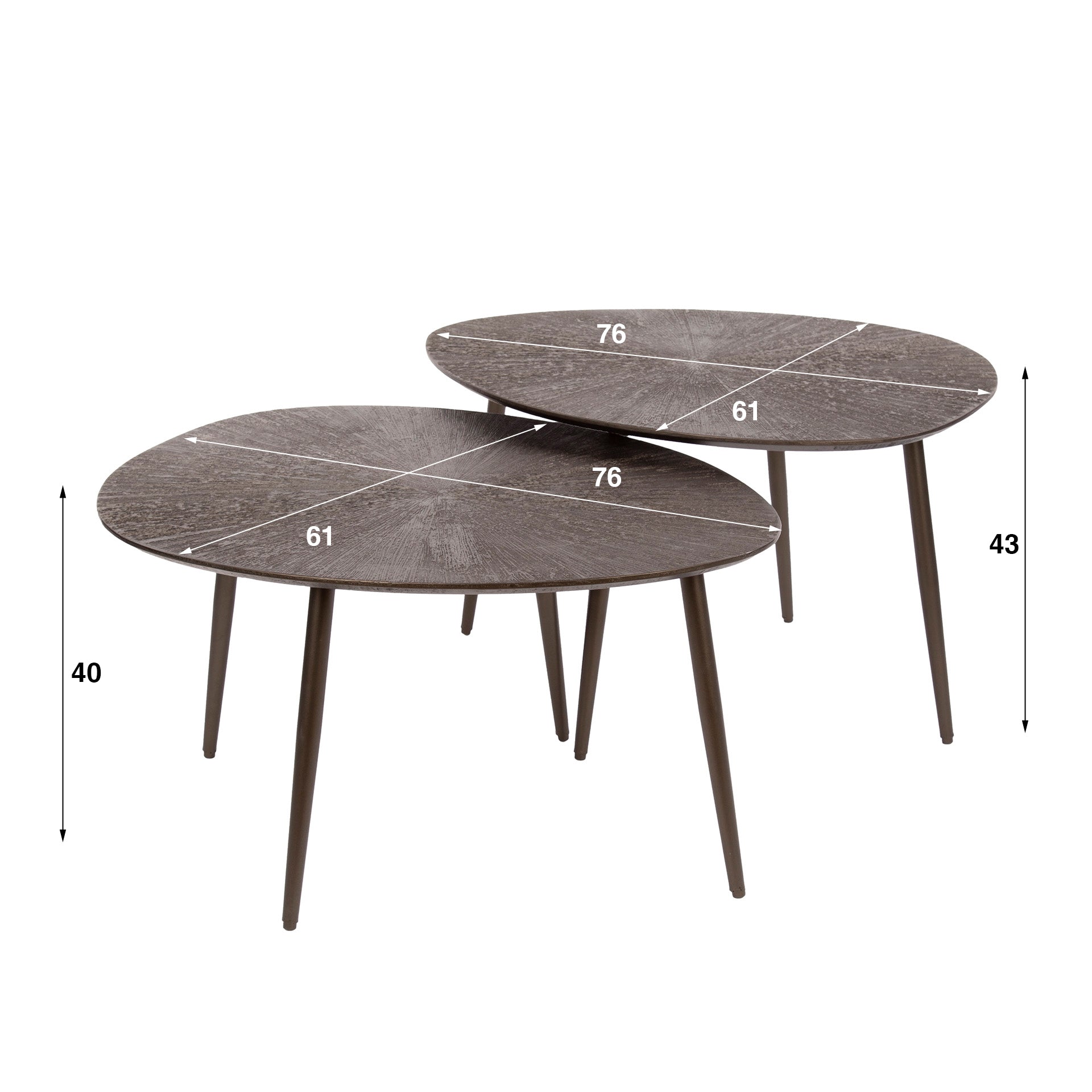 Arivon Couchtisch 2er Set mit Ray-Metal-Finish, Braunbronze, Warmton