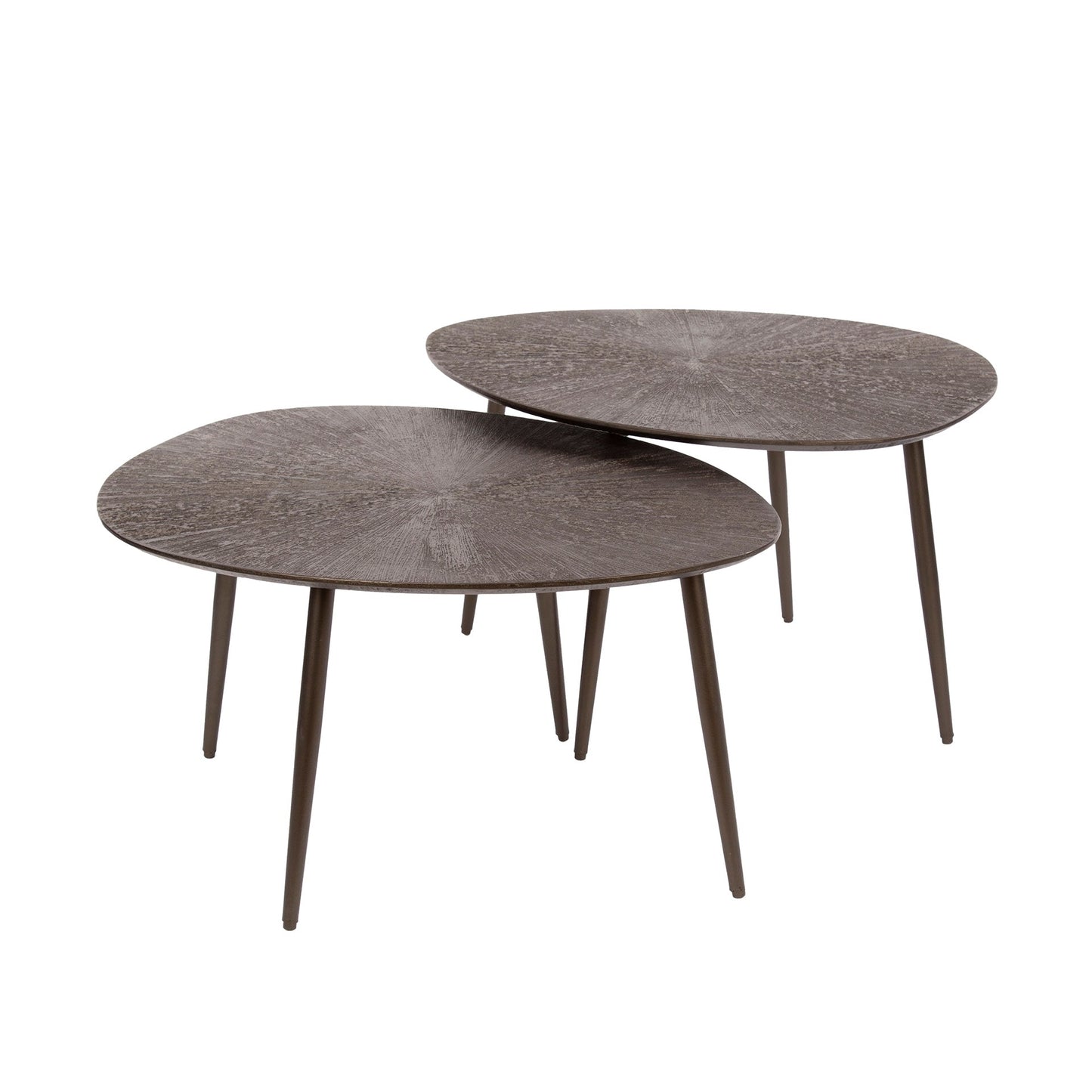 Arivon Couchtisch 2er Set mit Ray-Metal-Finish, Braunbronze, Warmton