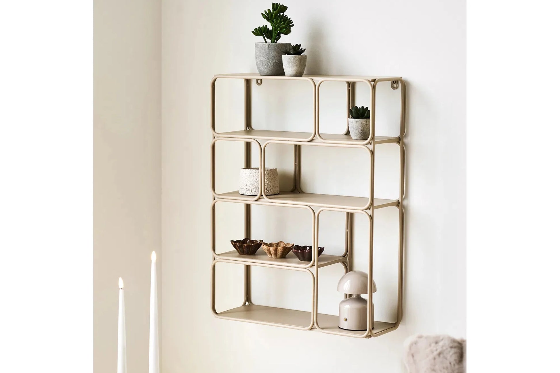 Wandregal Corvella – Metall, Beige, 180 cm Breite