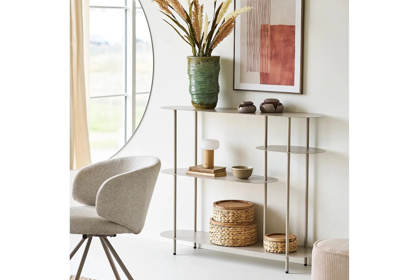 Luxusbetten24 Osmira Standregal aus Metall in Sand Farbe