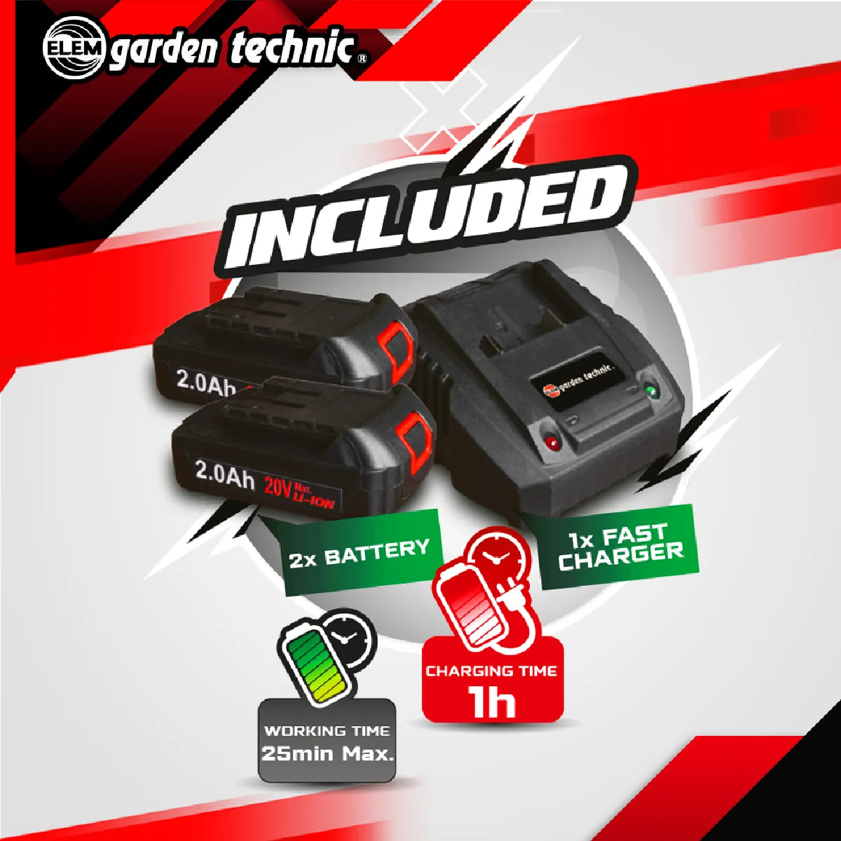Elem Cortacésped Technic Kit Eléctrico con Bordes 20V
