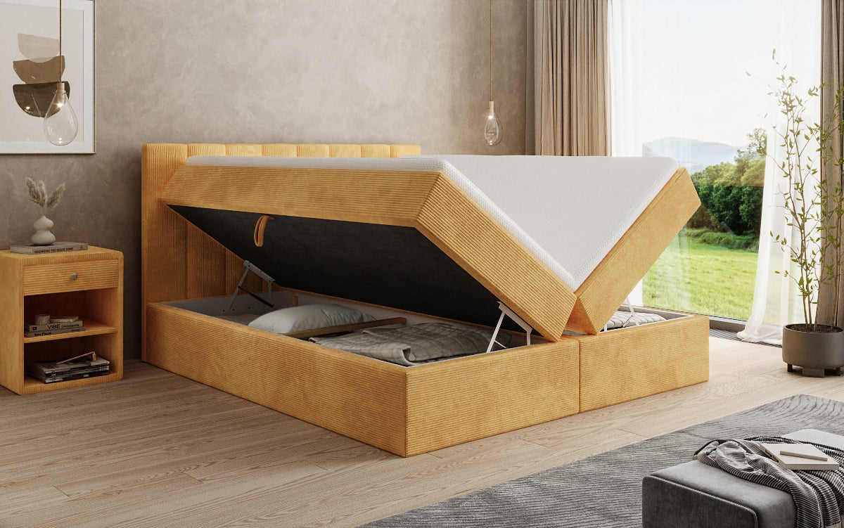 Luxusbetten24 Sofia Boxspringbett Cord mit Stauraum