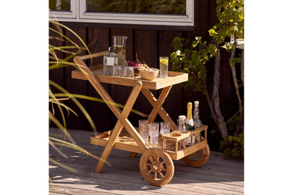 Luxusbetten24 Garten Servierwagen Selvina Teakholz Natur Stilvoll Praktisch