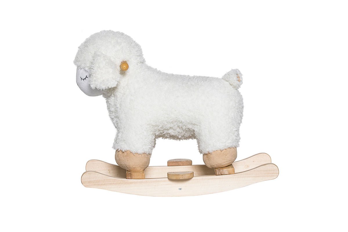 Schaukelspielzeug Salome – Flauschiges Holzschaukeltier für Babys & Kinder
