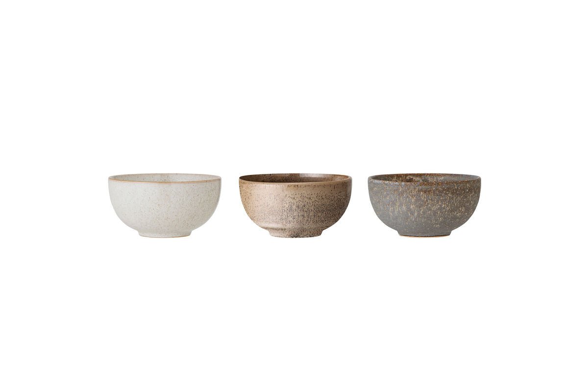 Luxusbetten24 Gravyn Schalen‑Set – Graues Steingut 3‑teilig