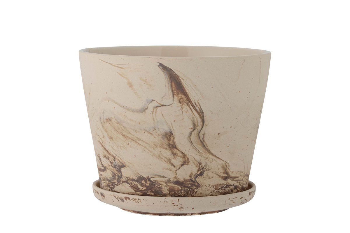 Luxusbetten24 Brave Blumentopf Steingut mit Aquarelleffekt Braun Design