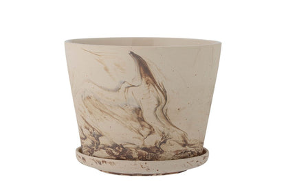 Luxusbetten24 Brave Blumentopf Steingut mit Aquarelleffekt Braun Design