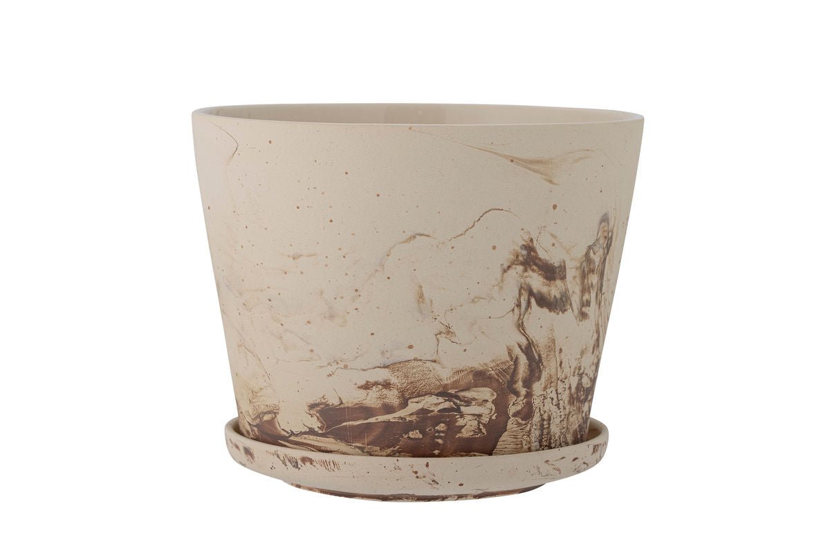 Luxusbetten24 Brave Blumentopf Steingut mit Aquarelleffekt Braun Design