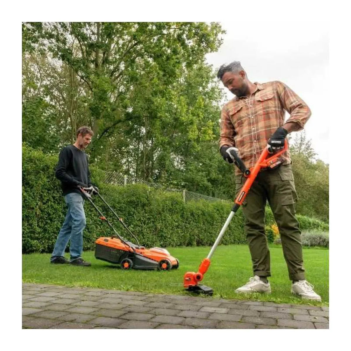 Dual Power Cortacésped 20 V con Trimmer y Desbrozadora