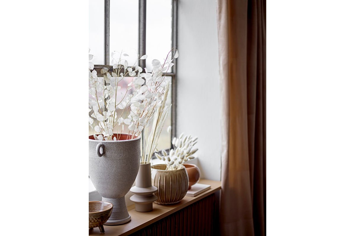 Luxusbetten24 Ismar Vase aus Hellem Steingut