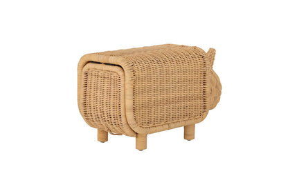 Luxusbetten24 Kinder Aufbewahrungshocker Dani – Nashorn aus Rattan mit Stauraum