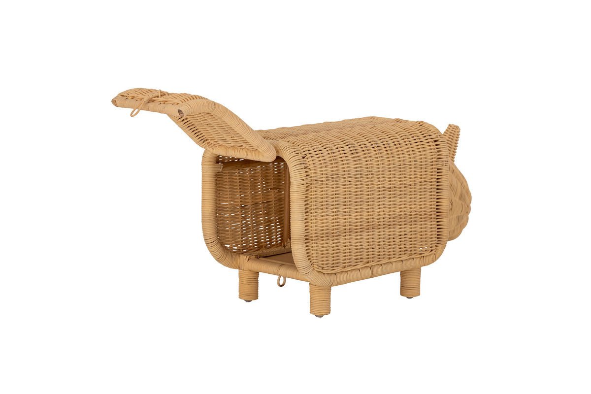 Luxusbetten24 Kinder Aufbewahrungshocker Dani – Nashorn aus Rattan mit Stauraum