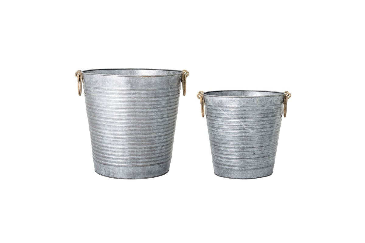 Luxusbetten24 Varese Blumentopf-Set Antik-Zink-Optik Grau 2er-Set