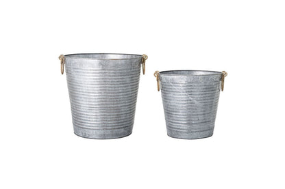 Luxusbetten24 Varese Blumentopf-Set Antik-Zink-Optik Grau 2er-Set