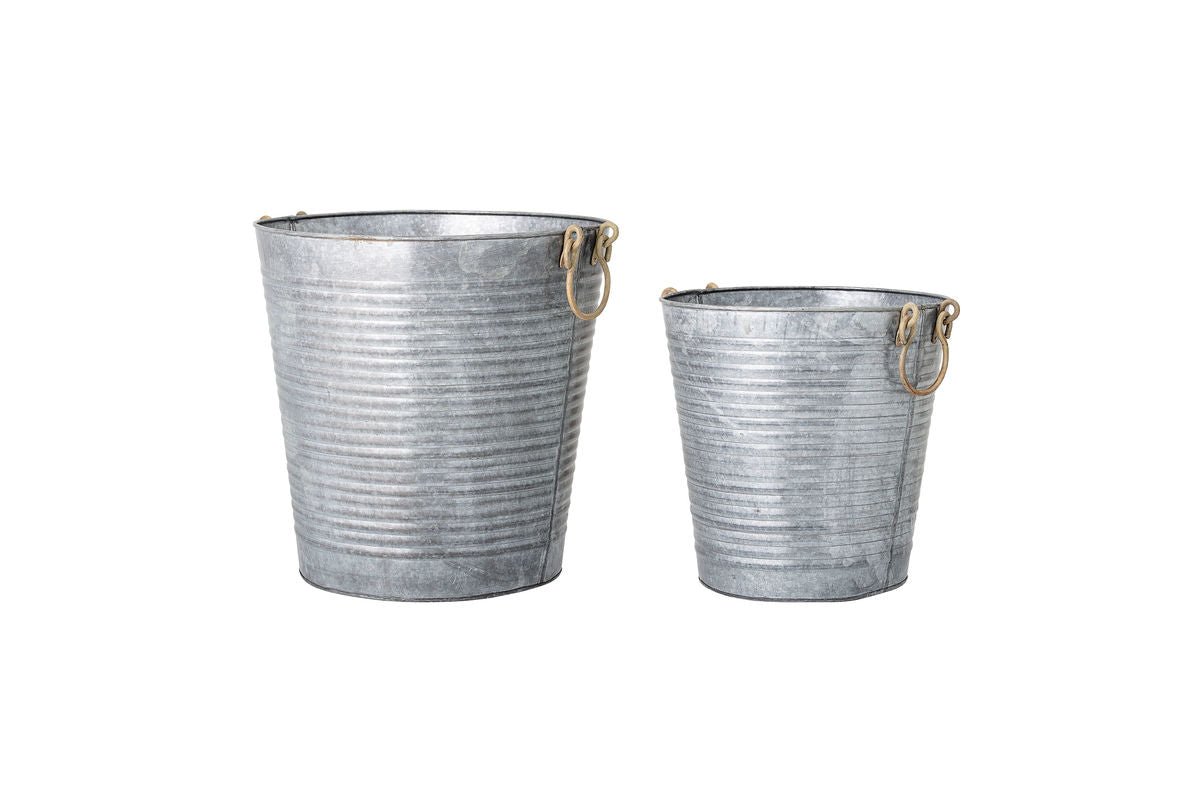 Luxusbetten24 Varese Blumentopf-Set Antik-Zink-Optik Grau 2er-Set