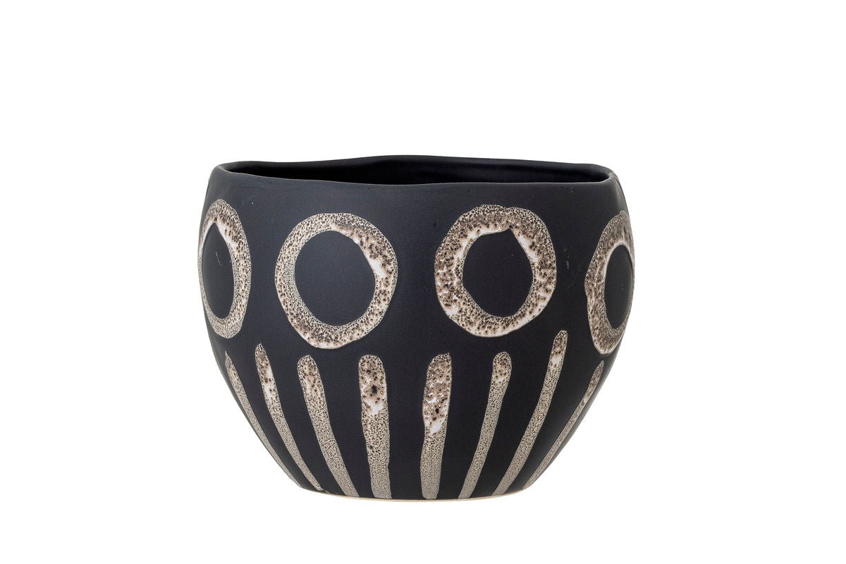 Luxusbetten24 Ravenna Blumentopf Grafisches Design Schwarz