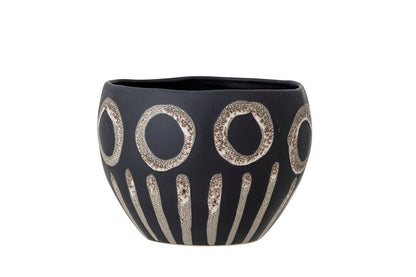 Luxusbetten24 Ravenna Blumentopf Grafisches Design Schwarz
