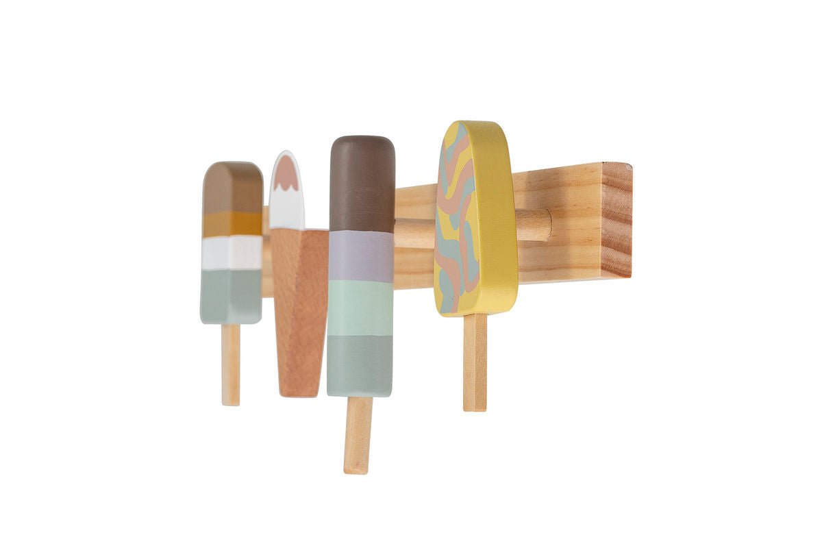 Kinder Garderobe Vika in Bunter Holzoptik mit Eistüten-Motiv