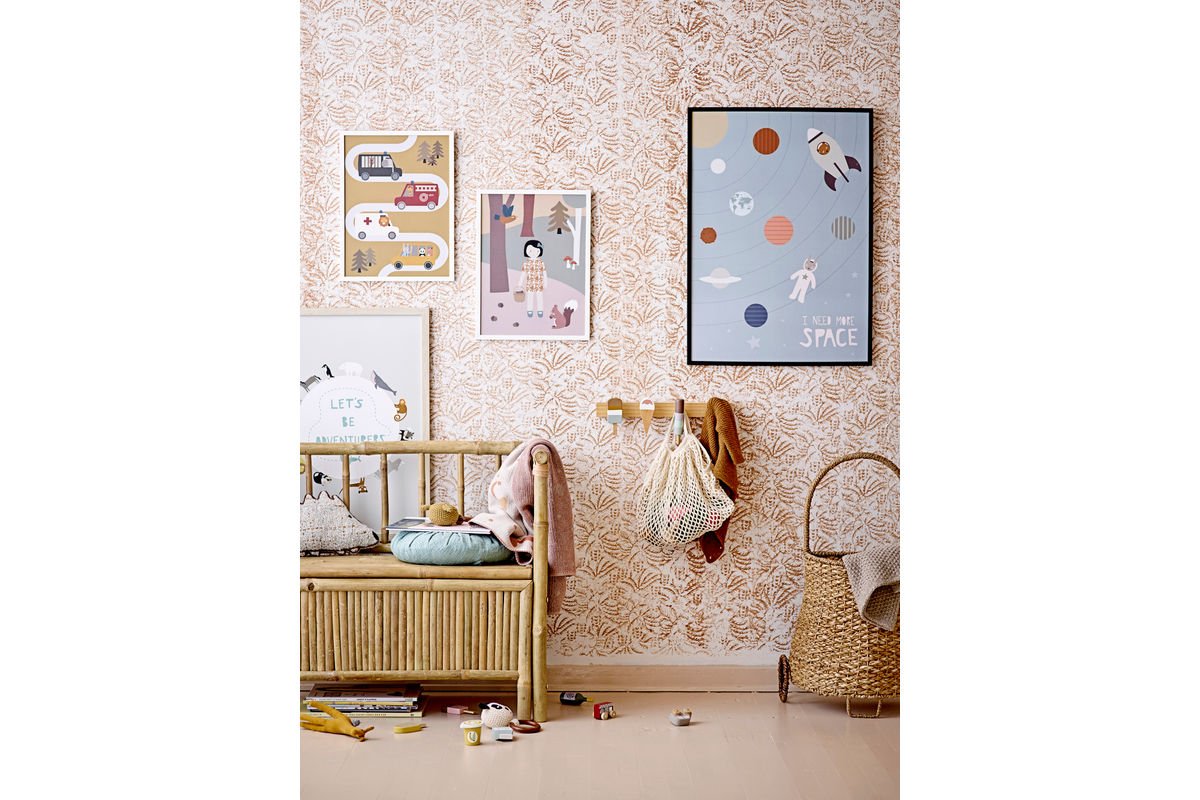 Kinder Garderobe Vika in Bunter Holzoptik mit Eistüten-Motiv