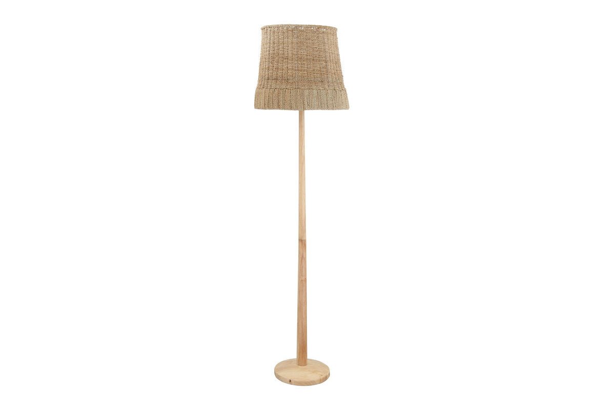 Stehlampe Tanoa – Naturmaterial mit geflochtenem Schirm