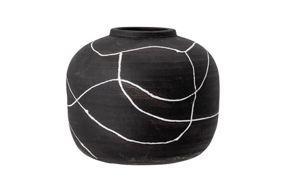 Luxusbetten24 Virela Dekorationsvase – Elegante Schwarze Terrakotta Wohnaccessoire Design