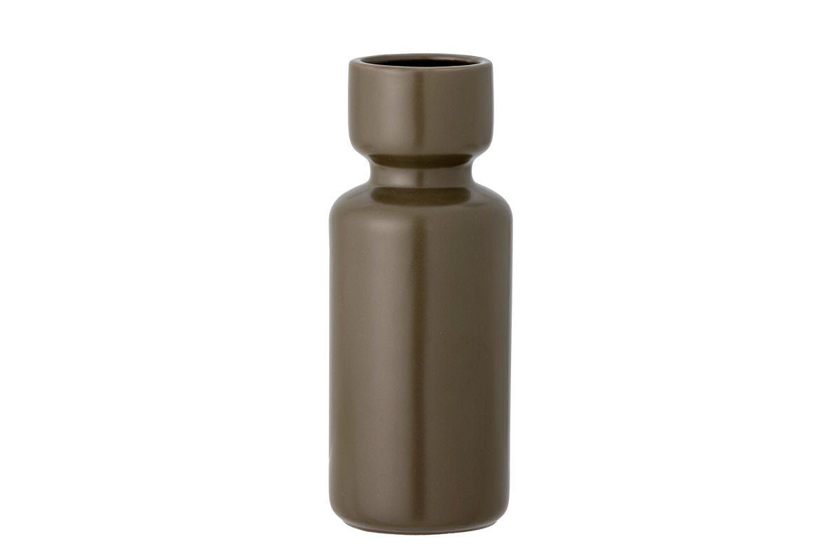 Dekorative Handgemachte Vase "Greenrusti" – Dunkelgrünes Steingut