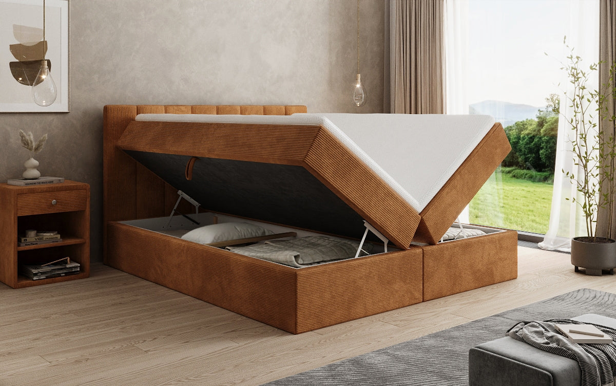 Luxusbetten24 Sofia Boxspringbett Cord mit Stauraum