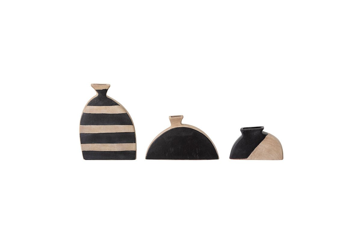 Bloomingville Vase Combo 3er Set aus Schwarzer Terrakotta