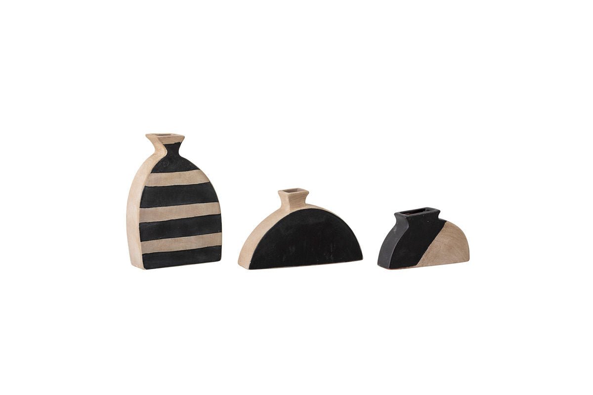 Bloomingville Vase Combo 3er Set aus Schwarzer Terrakotta