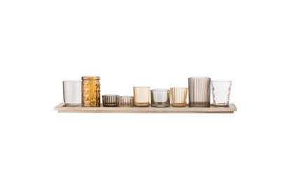 Luxusbetten24 Brown Signature Teelichthalter Set 9‑teilig inkl. Tablett