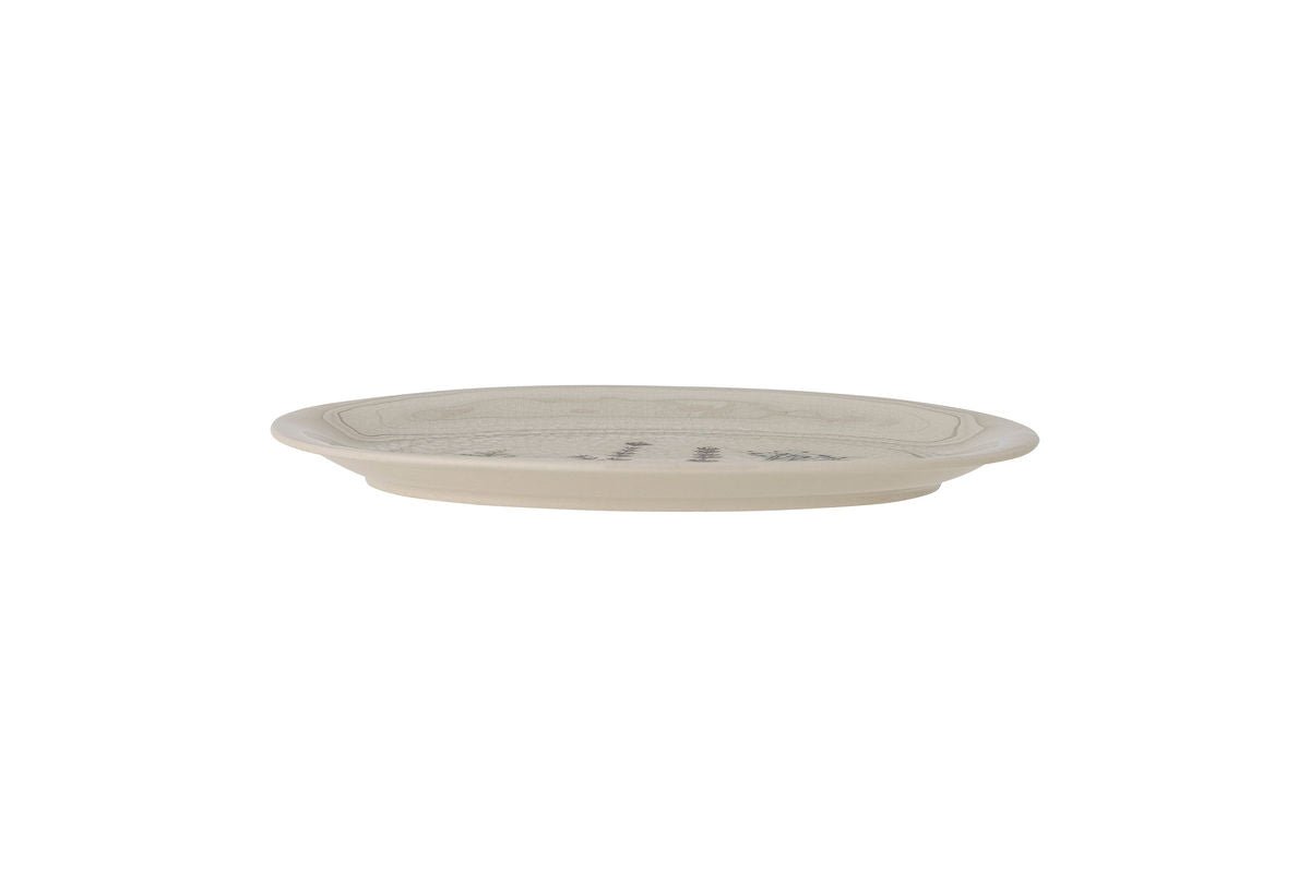 Luxusbetten24 Avelis Servierplatte aus Steingut, Blumenmotiv, Elegant, Beige