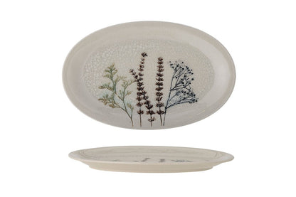 Luxusbetten24 Avelis Servierplatte aus Steingut, Blumenmotiv, Elegant, Beige