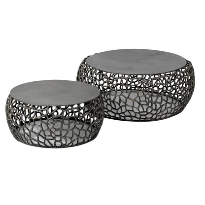 Luxusbetten24 Marulo Couchtisch 2er Set rund in schwarzer Nickeloptik