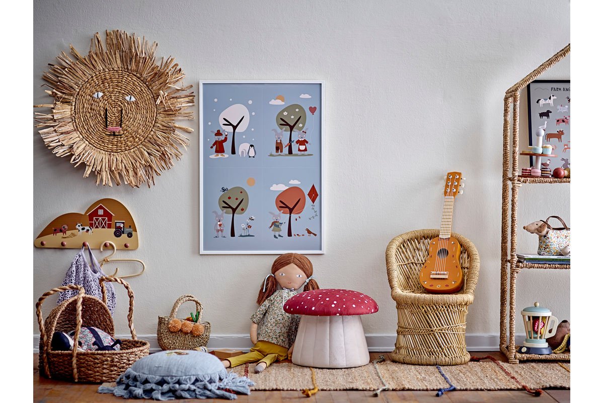 Luxusbetten24 Fernando Mini Kinderhocker Pilz Rot-Weiß Kinderzimmer Design