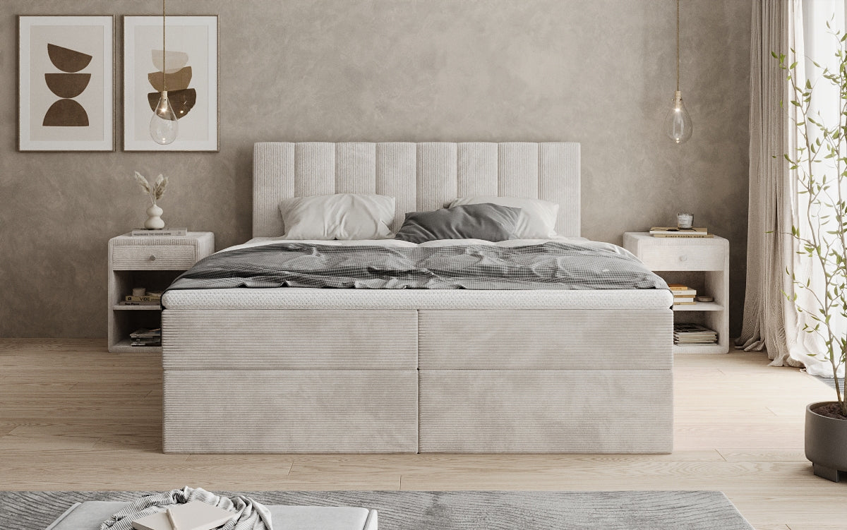 Luxusbetten24 Sofia Boxspringbett Cord mit Stauraum