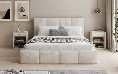 Mina Designer Polsterbett Cord – 140 × 200 cm, wählbare Kopfteilhöhe, Farben