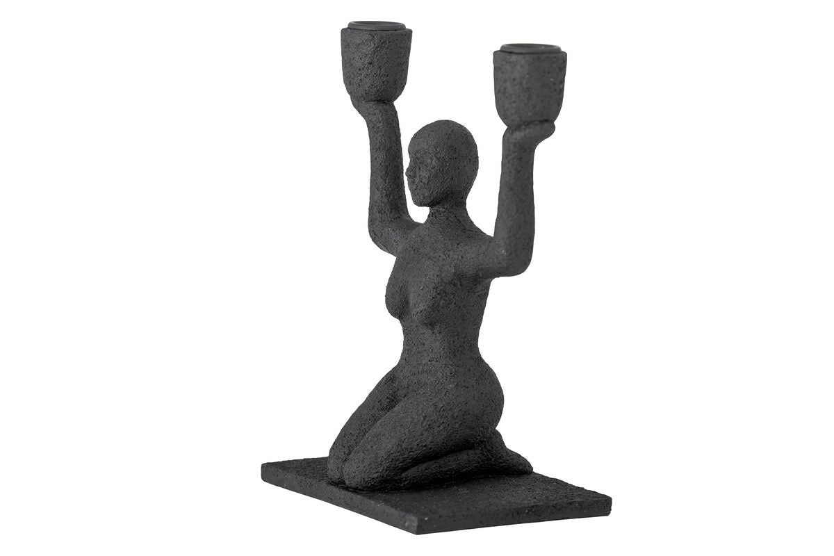 Luxusbetten24 Meditation Kerzenhalter aus Polyresin Schwarz