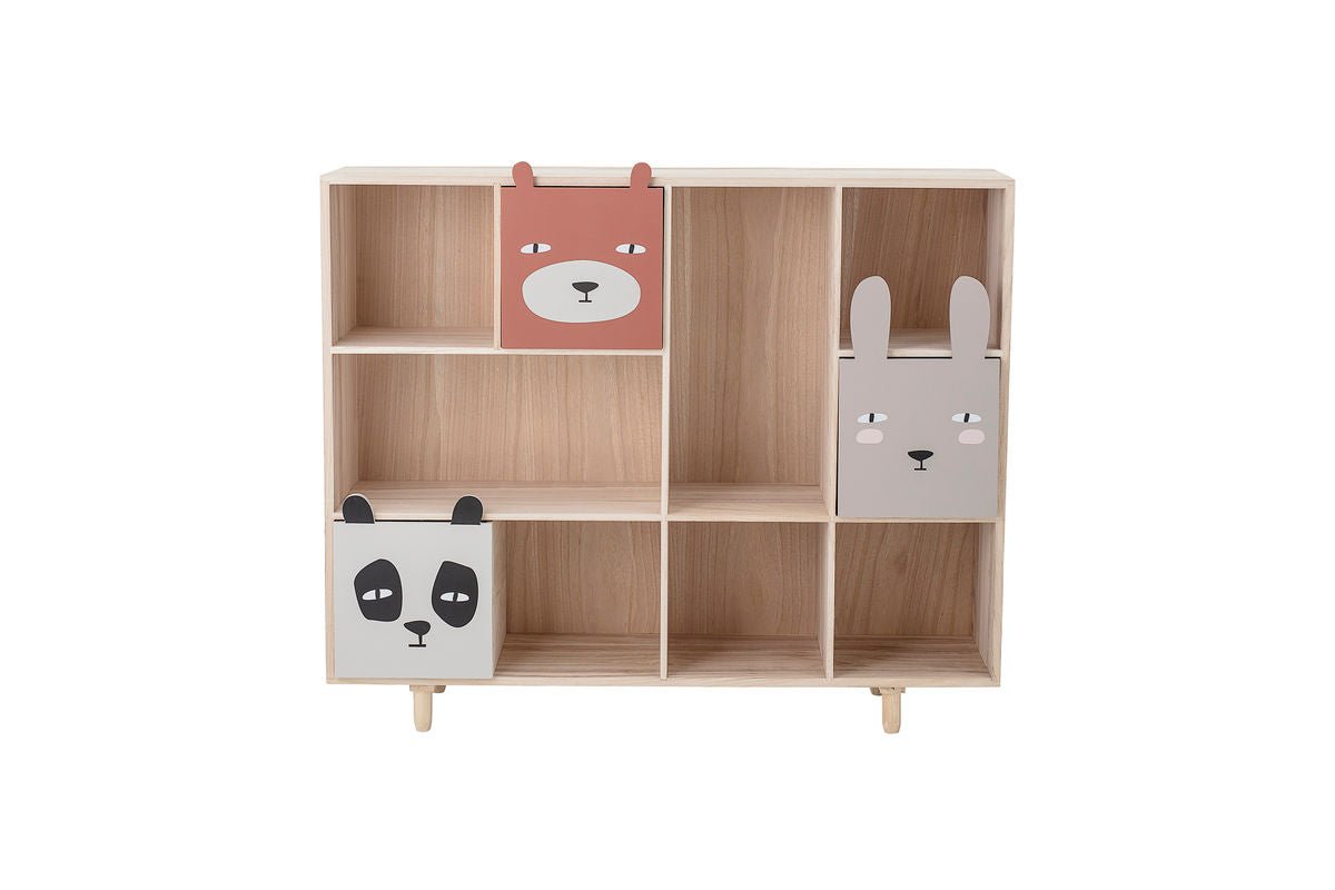 Kinder Bücherregal Alia – Holzregal mit Schubladen & Tiermotiven für Bücher & Spielzeug