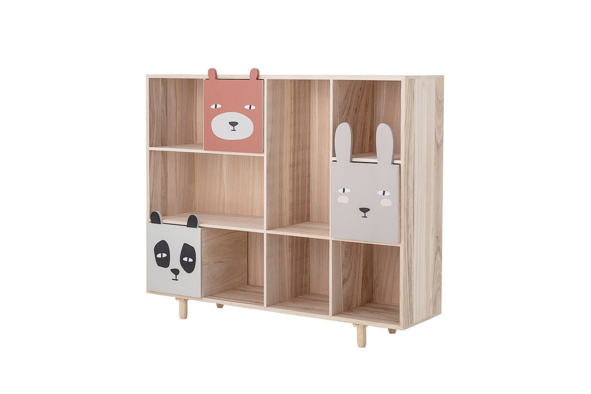 Kinder Bücherregal Alia – Holzregal mit Schubladen & Tiermotiven für Bücher & Spielzeug
