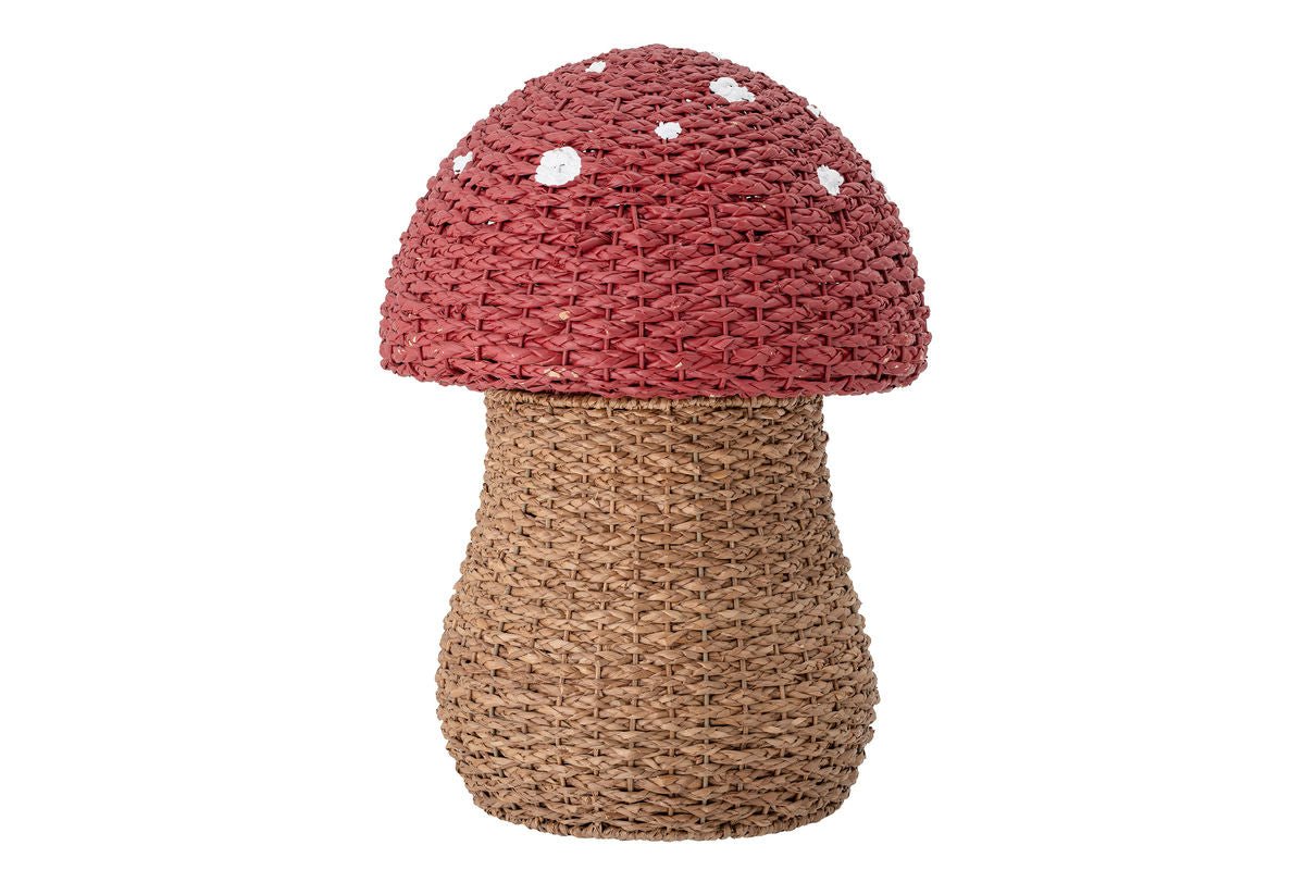 Luxusbetten24 Zoey Aufbewahrungskorb, handbemalter Pilzkorb aus Seegras, Rot