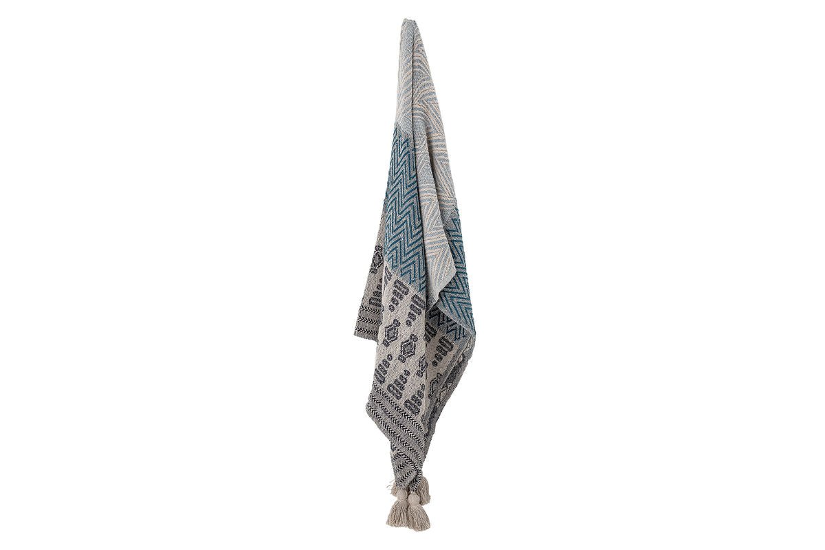 Luxusbetten24 Lani Überwurfdecke Blau aus Recycelter Baumwolle 160x130