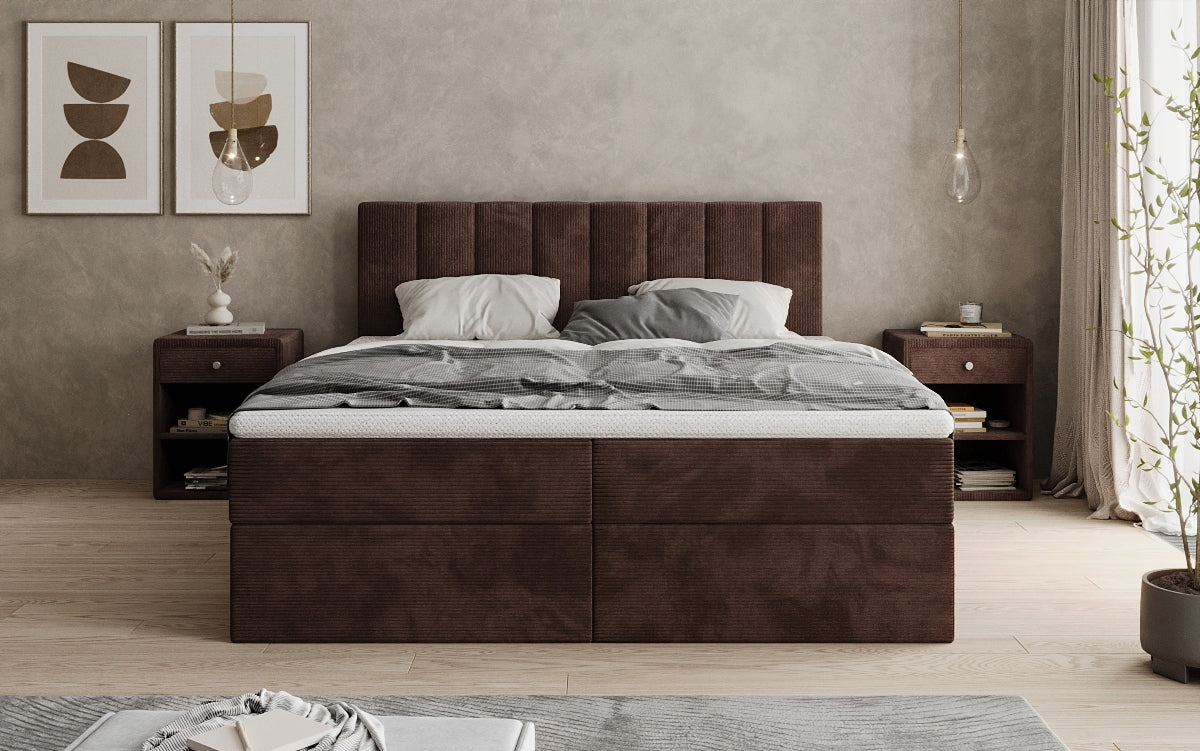 Luxusbetten24 Sofia Boxspringbett Cord mit Stauraum