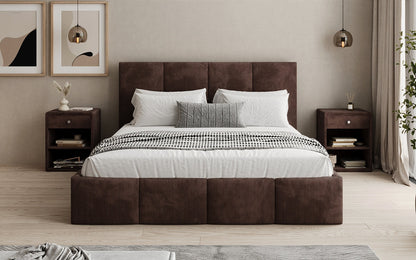 Mina Designer Polsterbett Cord – 140 × 200 cm, wählbare Kopfteilhöhe, Farben