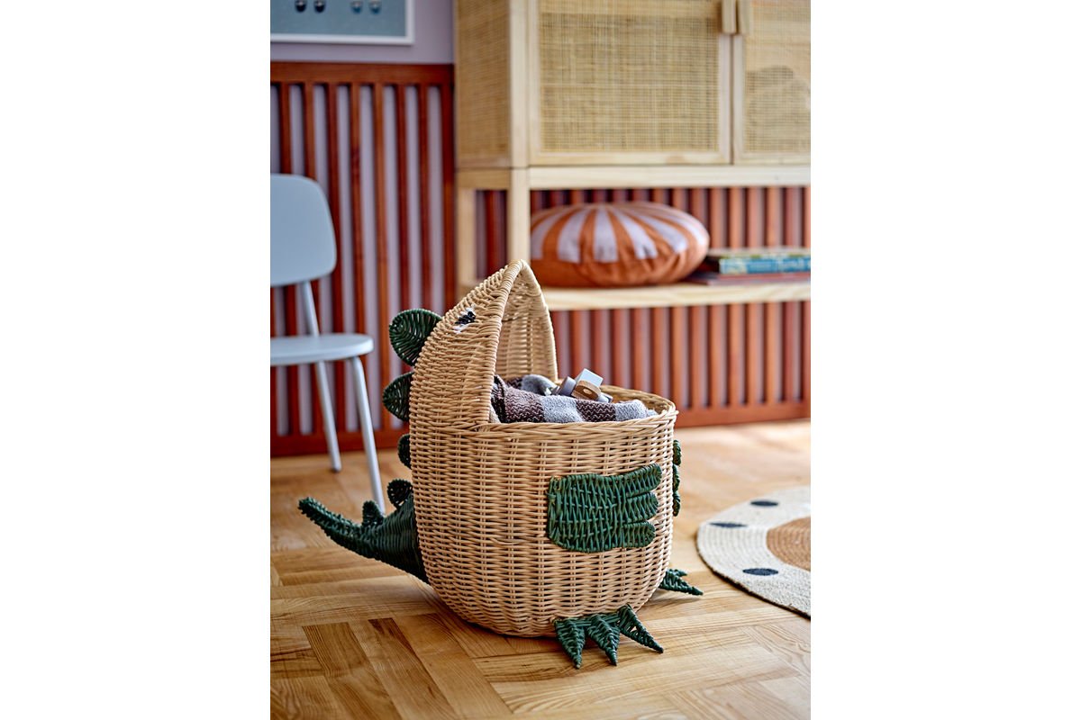 Luxusbetten24 Sino Dinosaurierkorb Aufbewahrungskorb aus Rattan Design, Braun