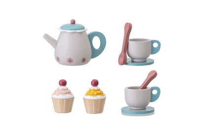 Luxusbetten24 Ariel Spielset Buntes Teeservice mit Tablett und Cupcakes