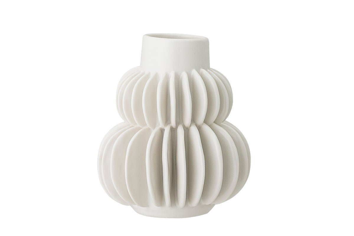 Nordia Weiß Vase aus Steingut Handgefertigt Elegant