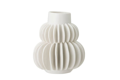 Nordia Weiß Vase aus Steingut Handgefertigt Elegant