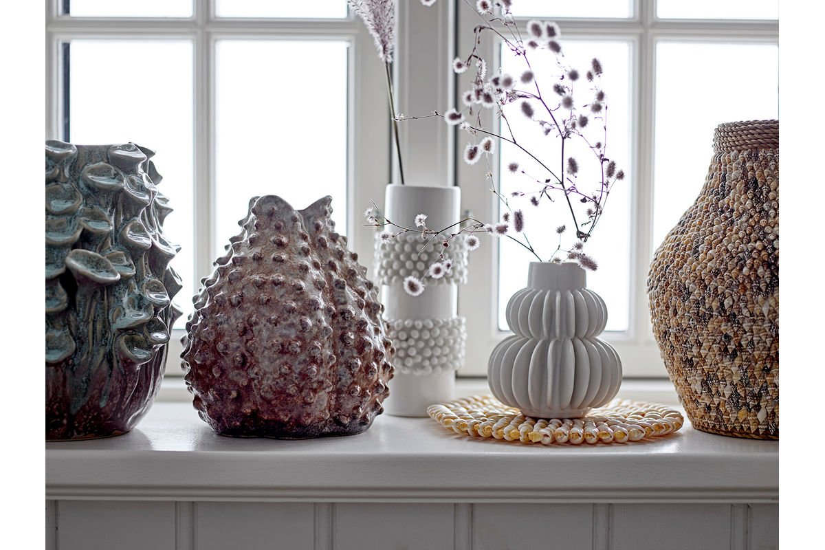 Nordia Weiß Vase aus Steingut Handgefertigt Elegant