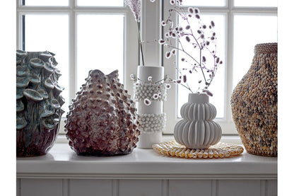 Nordia Weiß Vase aus Steingut Handgefertigt Elegant